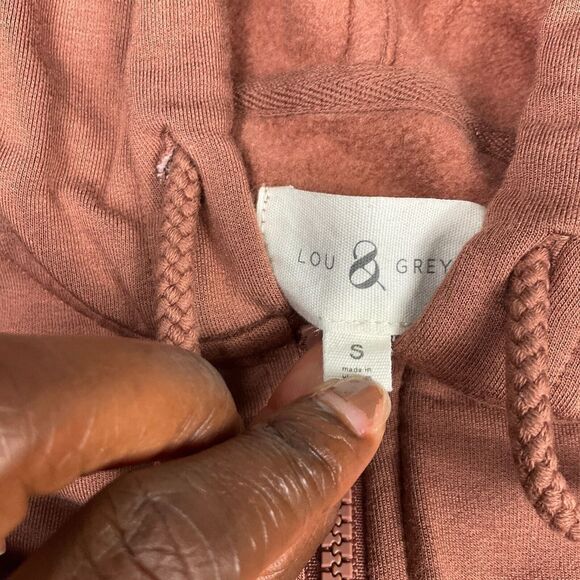 Lou & Grey Womens Fleece Hoodie Pink Soft Knit Full Zip Oversized Jacket SMALL - Picture 4 of 11